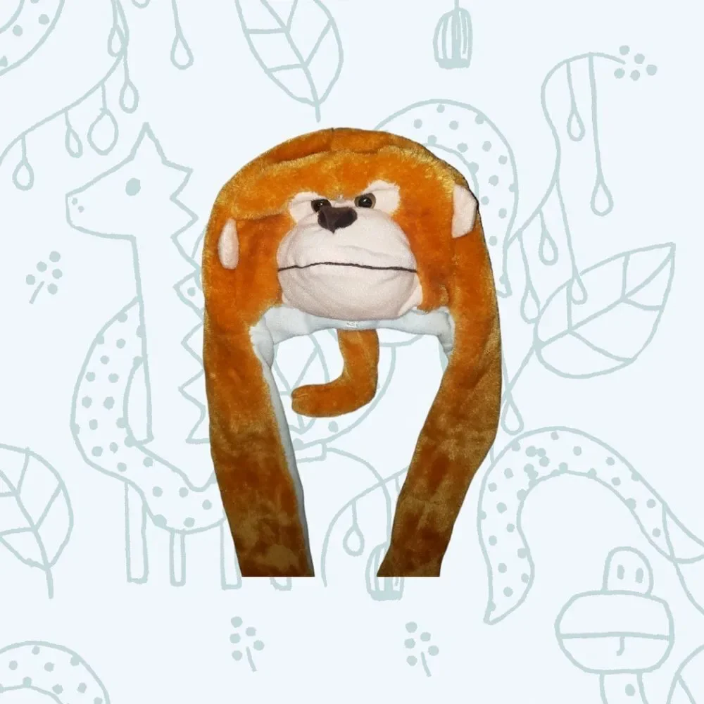 Kids Monkey Winter Hat with ear Flaps